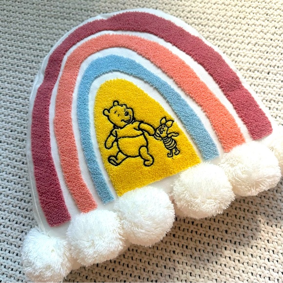 Disney Winnie The Pooh Bear Rainbow Cloud Pillow “A Snuggly Sort Of Day” Pom Pom - Picture 1 of 9